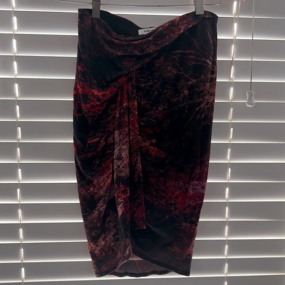 Helmut Lang Midnight Floral Jersey Draped Skirt Red Black Size P - Picture 4 of 10